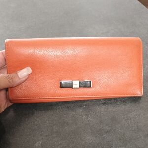 ✨ FURLA Tangerine Pebbled Leather Continental Wallet - Silver Bow Edition ✨